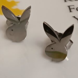Pair of playboy bunny stainless steel earring studs